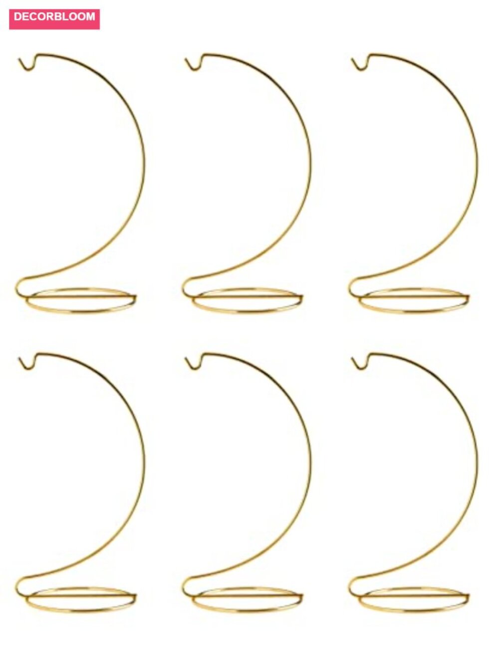 5 Inch Tall Gold Metal Ornament Display Stands Hangers Pack of 6